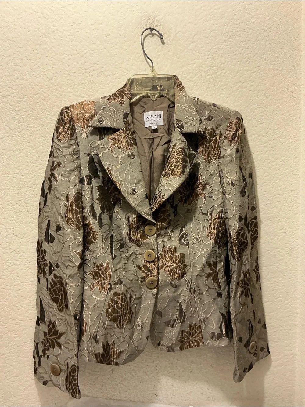 Armani Collezioni Olive Green and Brown Floral Blazer